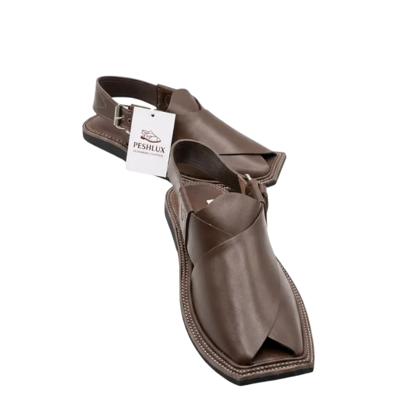 Gol T T-Shape Peshawari Chappal – Brown - Image 2
