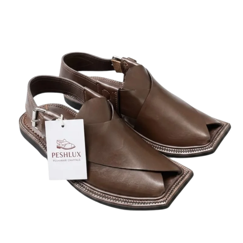 Gol T T-Shape Peshawari Chappal – Brown - Image 3