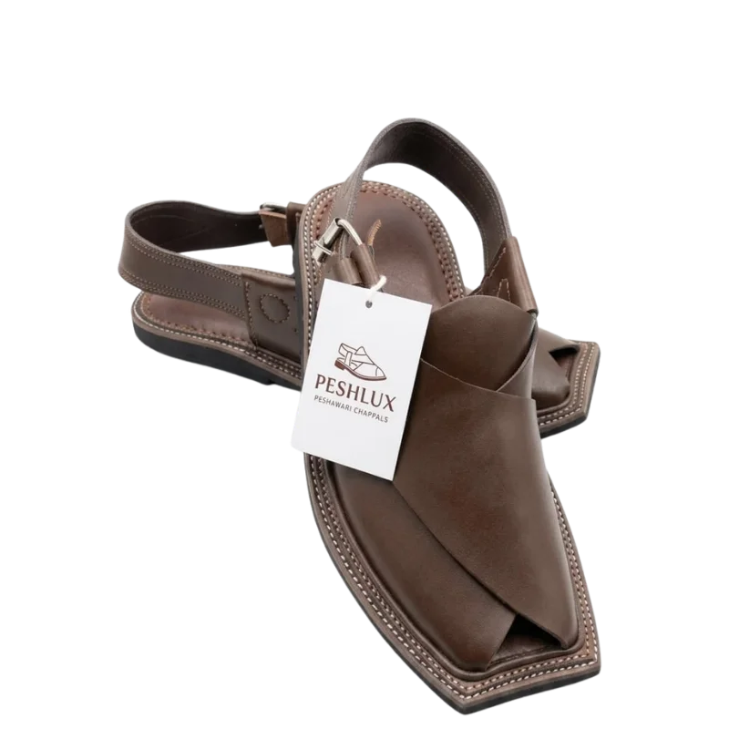 Gol T T-Shape Peshawari Chappal – Brown - Image 4