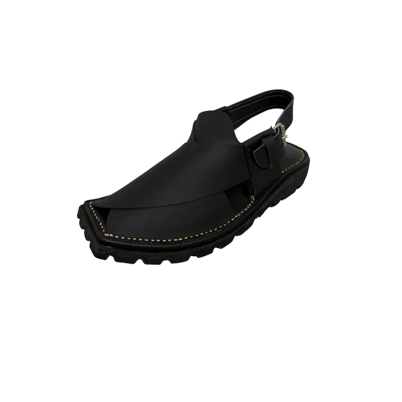 Vibram Sole Peshawari Chappal – Black - Image 2