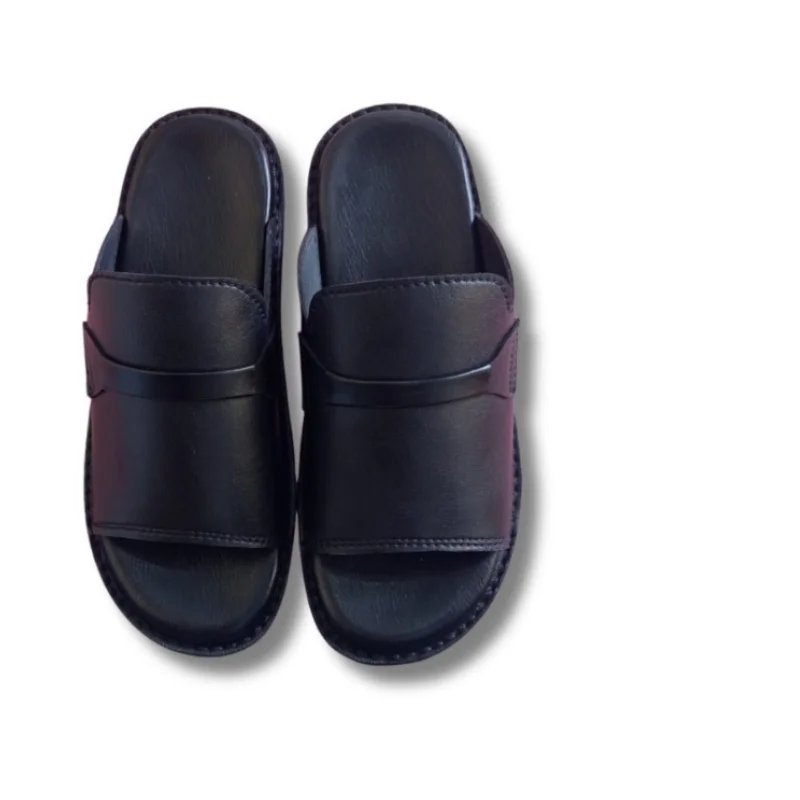 Peshlux Black Handmade Waterproof Leather Peshawari Chappal